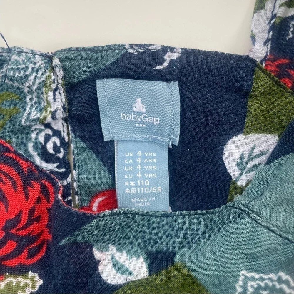 Baby GAP Navy Floral Long Sleeve Flutter Dress Size 4